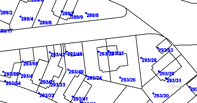 Parcela st. 293/25 v KÚ Braník, Katastrální mapa