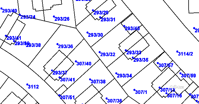 Parcela st. 293/32 v KÚ Braník, Katastrální mapa