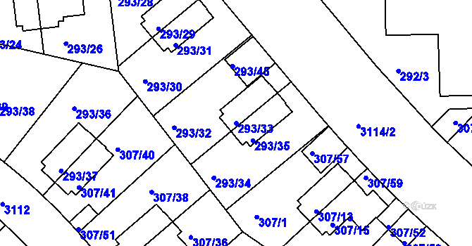 Parcela st. 293/33 v KÚ Braník, Katastrální mapa