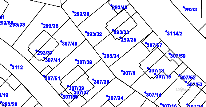 Parcela st. 293/34 v KÚ Braník, Katastrální mapa