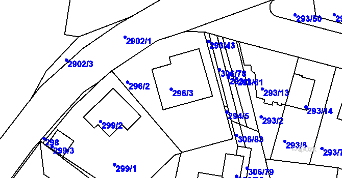 Parcela st. 296/3 v KÚ Braník, Katastrální mapa