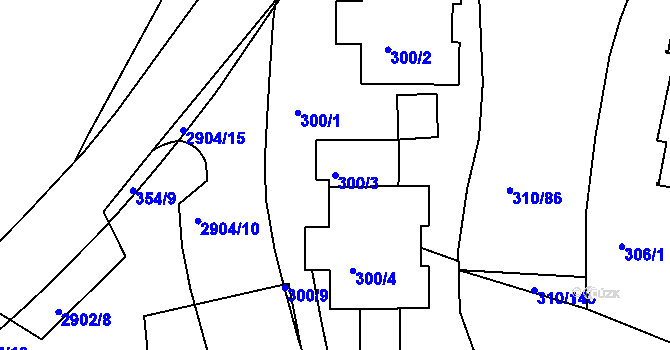Parcela st. 300/3 v KÚ Braník, Katastrální mapa