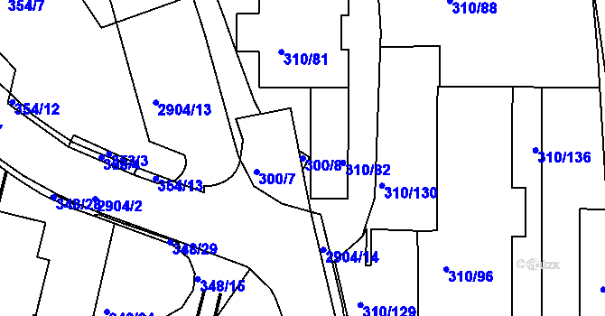 Parcela st. 300/8 v KÚ Braník, Katastrální mapa