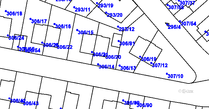 Parcela st. 306/20 v KÚ Braník, Katastrální mapa