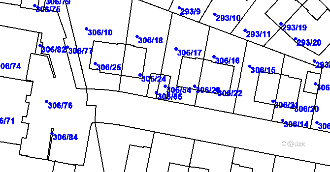 Parcela st. 306/54 v KÚ Braník, Katastrální mapa