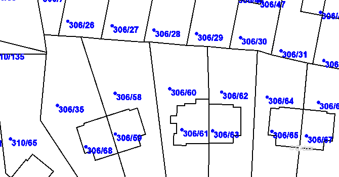 Parcela st. 306/60 v KÚ Braník, Katastrální mapa
