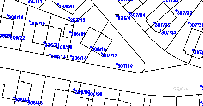 Parcela st. 307/12 v KÚ Braník, Katastrální mapa