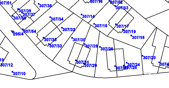 Parcela st. 307/28 v KÚ Braník, Katastrální mapa