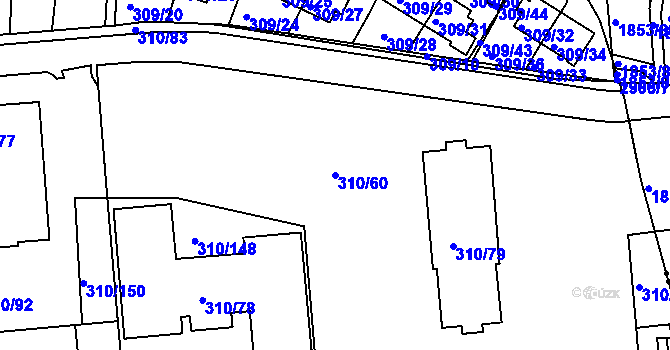 Parcela st. 310/60 v KÚ Braník, Katastrální mapa