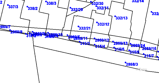 Parcela st. 315/3 v KÚ Braník, Katastrální mapa