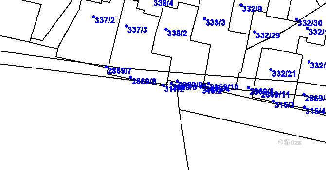 Parcela st. 317/2 v KÚ Braník, Katastrální mapa