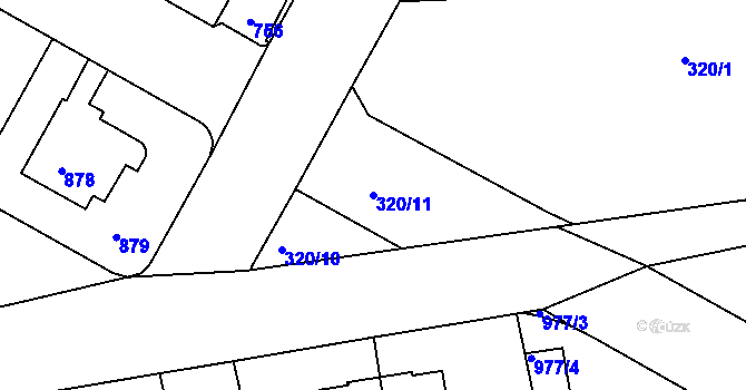 Parcela st. 320/11 v KÚ Braník, Katastrální mapa