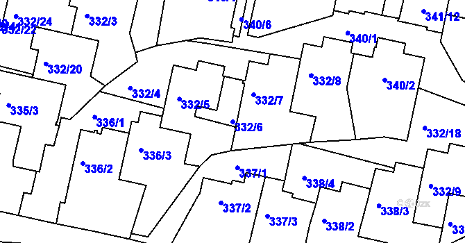 Parcela st. 332/6 v KÚ Braník, Katastrální mapa