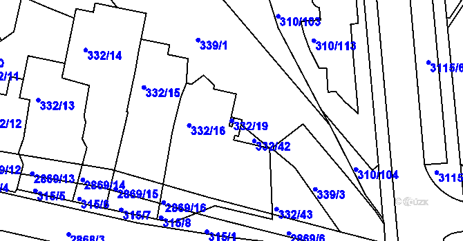 Parcela st. 332/19 v KÚ Braník, Katastrální mapa