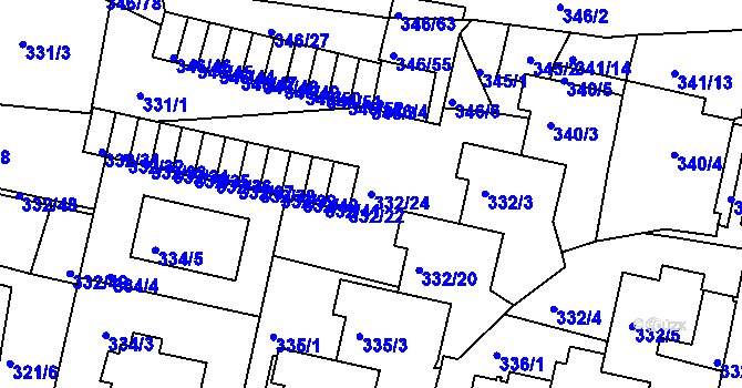 Parcela st. 332/24 v KÚ Braník, Katastrální mapa