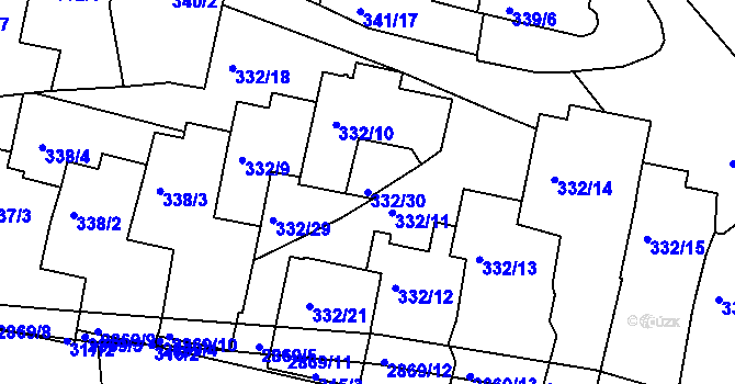 Parcela st. 332/30 v KÚ Braník, Katastrální mapa
