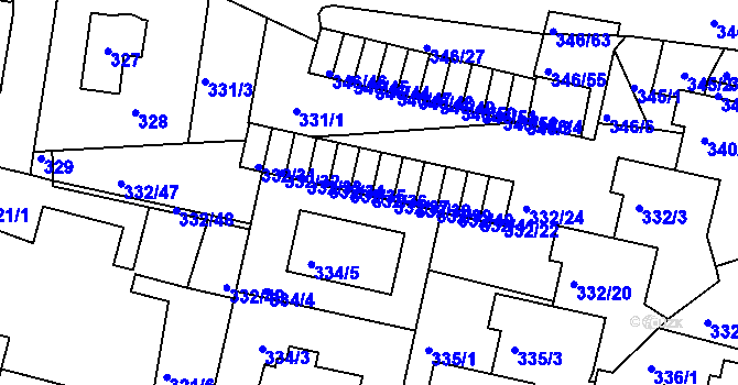 Parcela st. 332/36 v KÚ Braník, Katastrální mapa