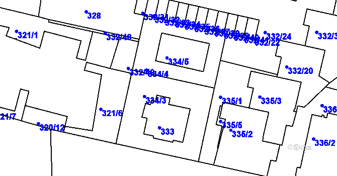 Parcela st. 334 v KÚ Braník, Katastrální mapa