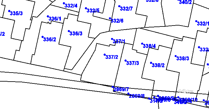 Parcela st. 337/2 v KÚ Braník, Katastrální mapa