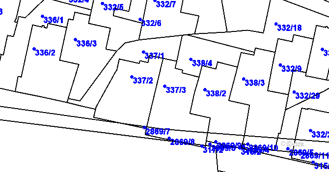 Parcela st. 337/3 v KÚ Braník, Katastrální mapa