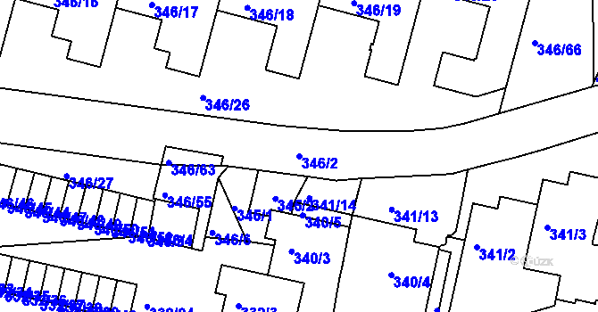 Parcela st. 346/2 v KÚ Braník, Katastrální mapa