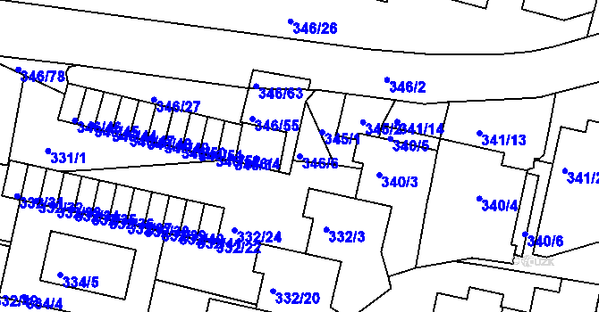 Parcela st. 346/6 v KÚ Braník, Katastrální mapa