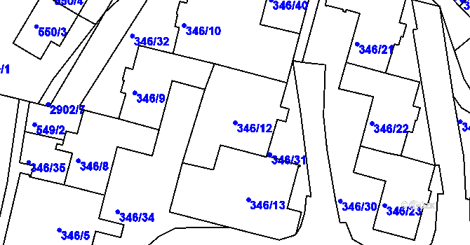 Parcela st. 346/12 v KÚ Braník, Katastrální mapa