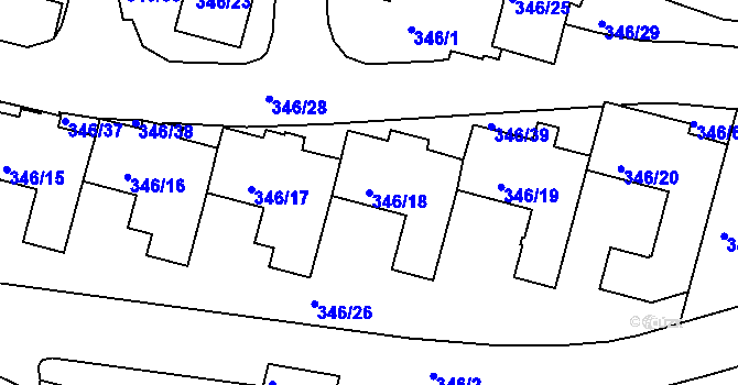 Parcela st. 346/18 v KÚ Braník, Katastrální mapa