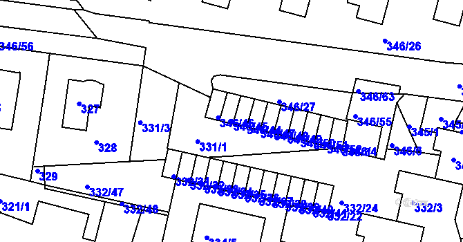 Parcela st. 346/45 v KÚ Braník, Katastrální mapa