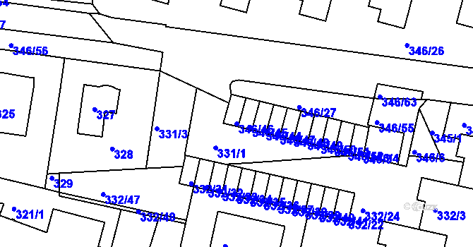 Parcela st. 346/46 v KÚ Braník, Katastrální mapa