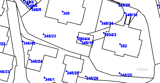 Parcela st. 348/17 v KÚ Braník, Katastrální mapa