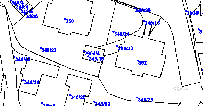 Parcela st. 348/20 v KÚ Braník, Katastrální mapa