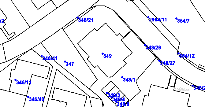Parcela st. 349 v KÚ Braník, Katastrální mapa