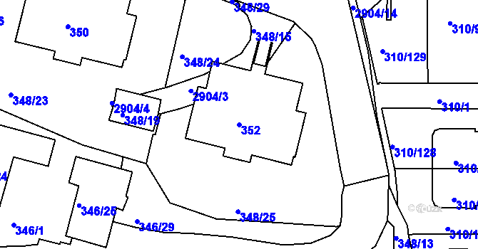 Parcela st. 352 v KÚ Braník, Katastrální mapa