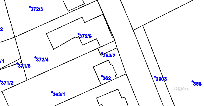 Parcela st. 363/2 v KÚ Braník, Katastrální mapa