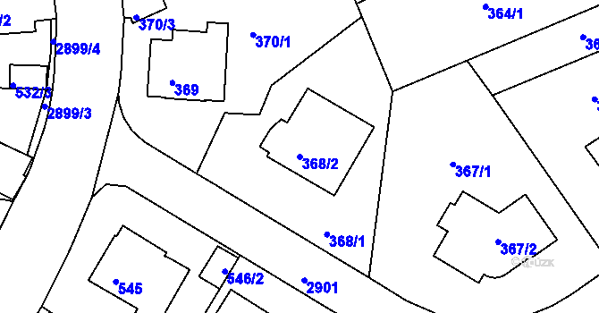 Parcela st. 368/2 v KÚ Braník, Katastrální mapa