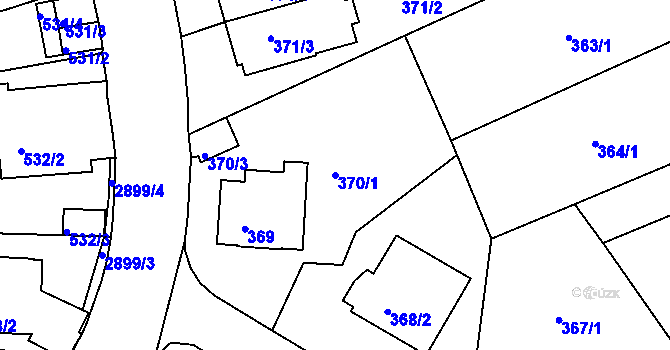 Parcela st. 370/1 v KÚ Braník, Katastrální mapa