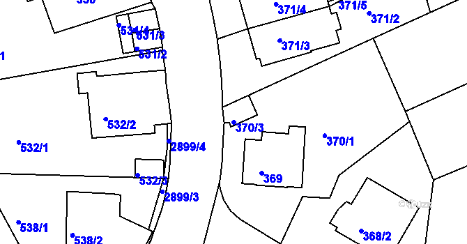 Parcela st. 370/3 v KÚ Braník, Katastrální mapa