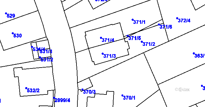 Parcela st. 371/3 v KÚ Braník, Katastrální mapa