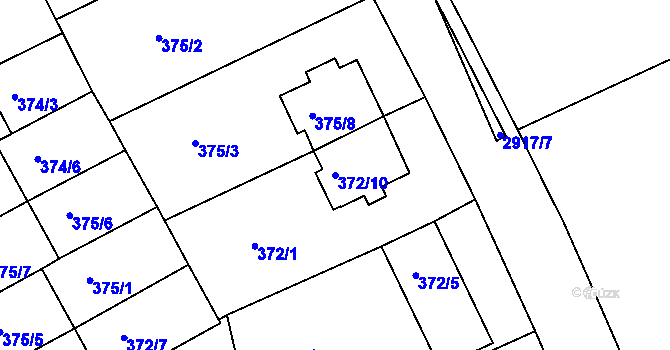 Parcela st. 372/10 v KÚ Braník, Katastrální mapa