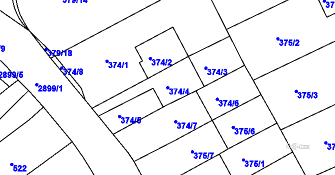 Parcela st. 374/4 v KÚ Braník, Katastrální mapa