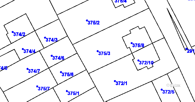 Parcela st. 375/3 v KÚ Braník, Katastrální mapa