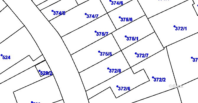 Parcela st. 375/5 v KÚ Braník, Katastrální mapa