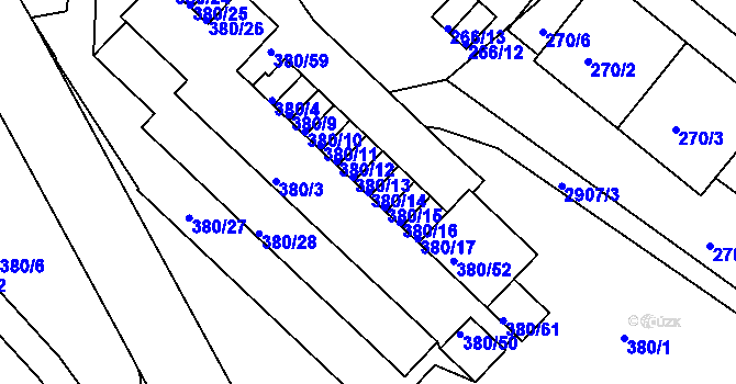 Parcela st. 380/14 v KÚ Braník, Katastrální mapa