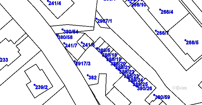 Parcela st. 380/18 v KÚ Braník, Katastrální mapa