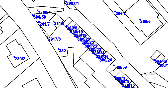 Parcela st. 380/22 v KÚ Braník, Katastrální mapa