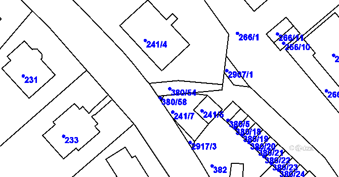 Parcela st. 380/54 v KÚ Braník, Katastrální mapa
