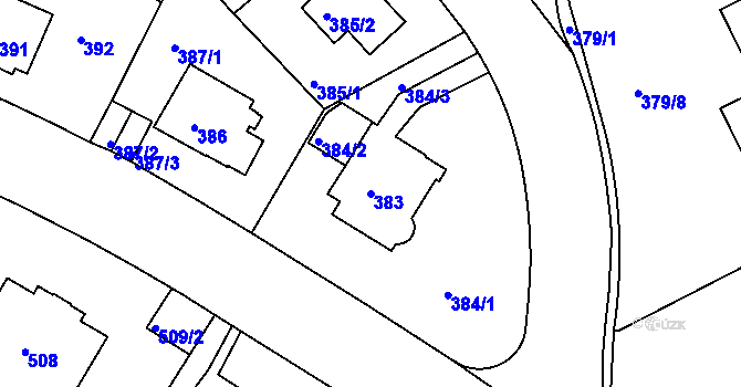 Parcela st. 383 v KÚ Braník, Katastrální mapa