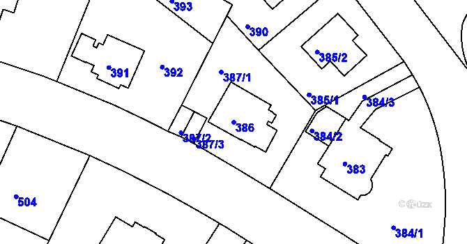 Parcela st. 386 v KÚ Braník, Katastrální mapa