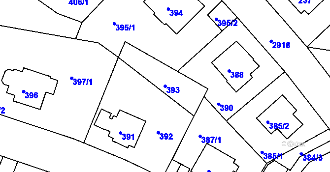 Parcela st. 393 v KÚ Braník, Katastrální mapa